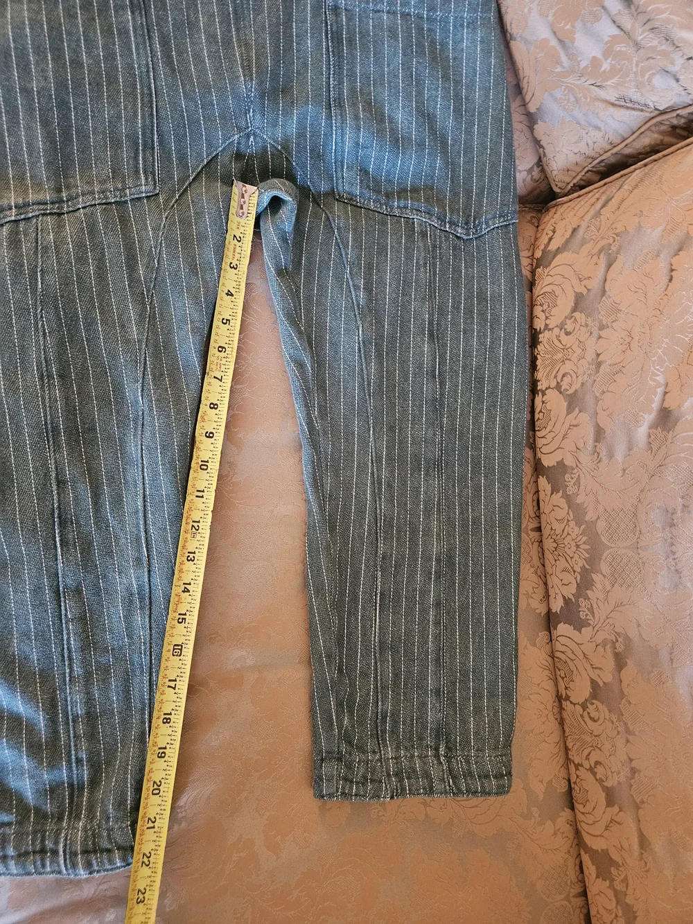 NWOT We The Free Green Pinstripe Linen-Blend Overalls Jumpsuit - Picture 7 of 16